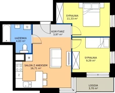 3 pokoje, mieszkanie 46,13 m², piętro 5, oferta nr 41C, Strzelców 28, Kraków, Prądnik Czerwony, ul. Strzelców 28