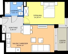 2 pokoje, mieszkanie 42,13 m², piętro 2, oferta nr 24C, Strzelców 28, Kraków, Prądnik Czerwony, ul. Strzelców 28