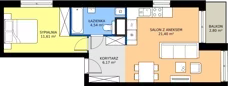 2 pokoje, mieszkanie 43,72 m², piętro 3, oferta nr 43B, Strzelców 28, Kraków, Prądnik Czerwony, ul. Strzelców 28