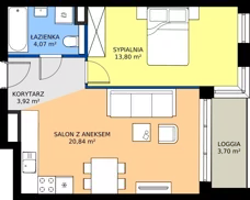 2 pokoje, mieszkanie 42,64 m², piętro 2, oferta nr 39B, Strzelców 28, Kraków, Prądnik Czerwony, ul. Strzelców 28