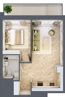 2 pokoje, apartament 39,85 m², piętro 1, oferta nr C24, ESSENSE Baltic Resort, Dziwnów, ul. Kaprala Koniecznego 14