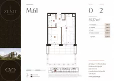 2 pokoje, mieszkanie 35,27 m², parter, oferta nr M61, ZENIT Głowackiego, Kraków, Bronowice, ul. Głowackiego 22