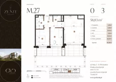 3 pokoje, mieszkanie 58,83 m², parter, oferta nr M27, ZENIT Głowackiego, Kraków, Bronowice, ul. Głowackiego 22