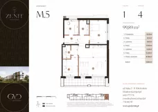4 pokoje, mieszkanie 99,89 m², piętro 1, oferta nr M5, ZENIT Głowackiego, Kraków, Bronowice, ul. Głowackiego 22