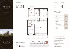 4 pokoje, mieszkanie 97,55 m², piętro 5, oferta nr M24, ZENIT Głowackiego, Kraków, Bronowice, ul. Głowackiego 22