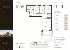 4 pokoje, mieszkanie 74,59 m², piętro 1, oferta nr M63, ZENIT Głowackiego, Kraków, Bronowice, ul. Głowackiego 22