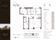 5 pokoi, mieszkanie 114,99 m², piętro 5, oferta nr M56, ZENIT Głowackiego, Kraków, Bronowice, ul. Głowackiego 22