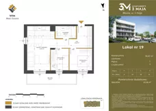 3 pokoje, mieszkanie 55,07 m², piętro 1, oferta nr 19, Apartamenty 3 Maja, Błonie, ul. 3 Maja