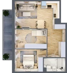 4 pokoje, mieszkanie 86,82 m², piętro 1, oferta nr 79, CORSO - etap 2A, Łódź, Polesie, Stare Polesie, ul. Kasprzaka 5
