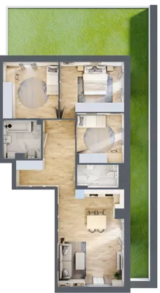4 pokoje, mieszkanie 85,89 m², piętro 1, oferta nr 2, CORSO - etap 2A, Łódź, Polesie, Stare Polesie, ul. Kasprzaka 5