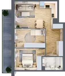 3 pokoje, mieszkanie 54,46 m², piętro 1, oferta nr 7, CORSO - etap 2A, Łódź, Polesie, Stare Polesie, ul. Kasprzaka 5