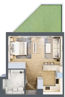 1 pokój, mieszkanie 36,73 m², piętro 1, oferta nr 1, CORSO - etap 2A, Łódź, Polesie, Stare Polesie, ul. Kasprzaka 5