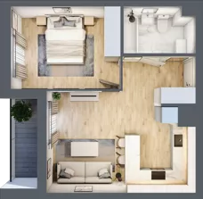 2 pokoje, mieszkanie 40,76 m², piętro 1, oferta nr 74, CORSO - etap 2A, Łódź, Polesie, Stare Polesie, ul. Kasprzaka 5