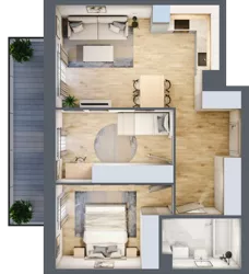 3 pokoje, mieszkanie 54,46 m², piętro 2, oferta nr 19, CORSO - etap 2A, Łódź, Polesie, Stare Polesie, ul. Kasprzaka 5