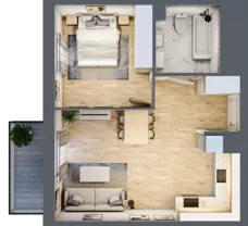 2 pokoje, mieszkanie 45,36 m², piętro 1, oferta nr 6, CORSO - etap 2A, Łódź, Polesie, Stare Polesie, ul. Kasprzaka 5