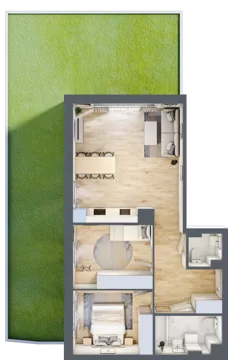 3 pokoje, mieszkanie 65,49 m², piętro 1, oferta nr 75, CORSO - etap 2A, Łódź, Polesie, Stare Polesie, ul. Kasprzaka 5