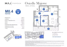 3 pokoje, mieszkanie 61,17 m², parter, oferta nr B0.4, Osiedle Majowe 2.0, Gliwice, Ligota Zabrska, ul. Górna 28C