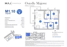 3 pokoje, mieszkanie 60,27 m², piętro 1, oferta nr B1.10, Osiedle Majowe 2.0, Gliwice, Ligota Zabrska, ul. Górna 28C