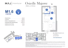 1 pokój, mieszkanie 27,42 m², piętro 1, oferta nr B1.6, Osiedle Majowe 2.0, Gliwice, Ligota Zabrska, ul. Górna 28C