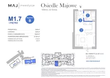 1 pokój, mieszkanie 27,42 m², piętro 1, oferta nr B1.7, Osiedle Majowe 2.0, Gliwice, Ligota Zabrska, ul. Górna 28C