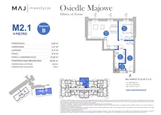 3 pokoje, mieszkanie 46,83 m², piętro 2, oferta nr B2.1, Osiedle Majowe 2.0, Gliwice, Ligota Zabrska, ul. Górna 28C