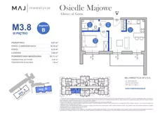 2 pokoje, mieszkanie 33,91 m², piętro 3, oferta nr B3.8, Osiedle Majowe 2.0, Gliwice, Ligota Zabrska, ul. Górna 28C