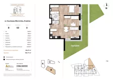3 pokoje, mieszkanie 64,27 m², parter, oferta nr B02, Krzesławickie Tarasy, Kraków, Wzgórza Krzesławickie, Zesławice, ul. Gustawa Morcinka 86C