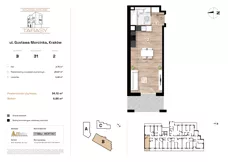 1 pokój, mieszkanie 34,10 m², piętro 2, oferta nr B31, Krzesławickie Tarasy, Kraków, Wzgórza Krzesławickie, Zesławice, ul. Gustawa Morcinka 86C