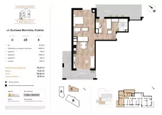 4 pokoje, mieszkanie 70,27 m², piętro 3, oferta nr C23, Krzesławickie Tarasy, Kraków, Wzgórza Krzesławickie, Zesławice, ul. Gustawa Morcinka 86C