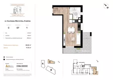 1 pokój, mieszkanie 29,52 m², piętro 1, oferta nr C07, Krzesławickie Tarasy, Kraków, Wzgórza Krzesławickie, Zesławice, ul. Gustawa Morcinka 86C