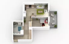 2 pokoje, apartament 44,94 m², piętro 3, oferta nr H2.21, Apartamenty Słoneczne, Sosnowiec, Sielec, ul. Klimontowska 47M