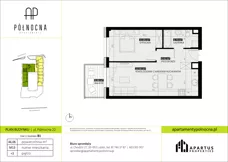 2 pokoje, mieszkanie 46,06 m², piętro 3, oferta nr B1/13, Apartamenty Północna, Lublin, Śródmieście, Śródmieście, ul. Północna 22/24