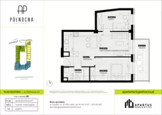 3 pokoje, mieszkanie 57,01 m², piętro 2, oferta nr B2/11, Apartamenty Północna, Lublin, Śródmieście, Śródmieście, ul. Północna 22/24