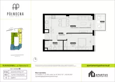 2 pokoje, mieszkanie 47,06 m², piętro 2, oferta nr B2/12, Apartamenty Północna, Lublin, Śródmieście, Śródmieście, ul. Północna 22/24