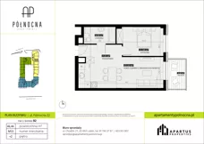 2 pokoje, mieszkanie 46,44 m², piętro 2, oferta nr B2/13, Apartamenty Północna, Lublin, Śródmieście, Śródmieście, ul. Północna 22/24