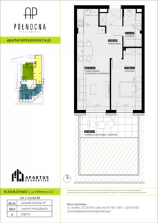2 pokoje, mieszkanie 49,44 m², parter, oferta nr B3/18, Apartamenty Północna, Lublin, Śródmieście, Śródmieście, ul. Północna 22/24