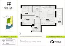 3 pokoje, mieszkanie 63,63 m², piętro 1, oferta nr B3/4, Apartamenty Północna, Lublin, Śródmieście, Śródmieście, ul. Północna 22/24