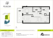 2 pokoje, mieszkanie 54,46 m², piętro 1, oferta nr B3/22, Apartamenty Północna, Lublin, Śródmieście, Śródmieście, ul. Północna 22/24