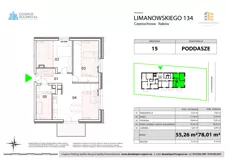 3 pokoje, mieszkanie 55,26 m², piętro 3, oferta nr  15, Limanowskiego Mieszkania, Częstochowa, Raków, ul. Bolesława Limanowskiego 134