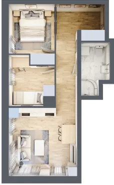 3 pokoje, mieszkanie 47,56 m², piętro 2, oferta nr 1/16, Osiedle Kościuszki - Osiedle Premium, Brzeg, ul. Kościuszki