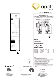 2 pokoje, apartament inwestycyjny 38,10 m², piętro 1, oferta nr 101, Apollo Resort, Świnoujście, Dzielnica Nadmorska, ul. Uzdrowiskowa