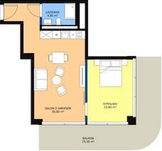 2 pokoje, apartament inwestycyjny 51,40 m², parter, oferta nr 017, Apollo Resort, Świnoujście, Dzielnica Nadmorska, ul. Uzdrowiskowa