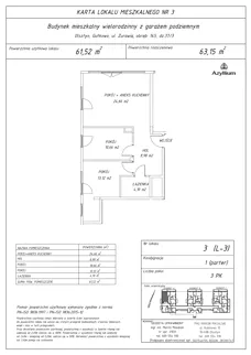 3 pokoje, apartament inwestycyjny 63,33 m², parter, oferta nr 3 Nowa 3, Azyllium, Olsztyn, Gutkowo, ul. Żurawia