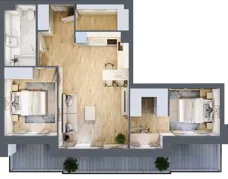 3 pokoje, mieszkanie 61,70 m², piętro 2, oferta nr F-BYD-E1-LM-2_M15, Osiedle Nowe Horyzonty, Bydgoszcz, Bartodzieje, ul. Mała 8,10 / Fordońska 16,18