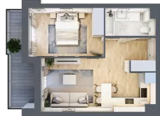 2 pokoje, mieszkanie 36,45 m², piętro 2, oferta nr F-BYD-E1-LM-2_M21, Osiedle Nowe Horyzonty, Bydgoszcz, Bartodzieje, ul. Mała 8,10 / Fordońska 16,18
