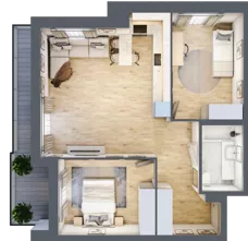 3 pokoje, mieszkanie 61,18 m², piętro 4, oferta nr F-BYD-E1-LM-2_M44, Osiedle Nowe Horyzonty, Bydgoszcz, Bartodzieje, ul. Mała 8,10 / Fordońska 16,18