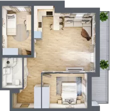3 pokoje, mieszkanie 60,08 m², piętro 4, oferta nr F-BYD-E1-LM-2_M45, Osiedle Nowe Horyzonty, Bydgoszcz, Bartodzieje, ul. Mała 8,10 / Fordońska 16,18