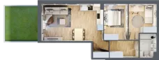 3 pokoje, mieszkanie 54,43 m², parter, oferta nr 45, Osiedle JAR Heweliusza - bud. C, Toruń, Wrzosy, JAR, ul. Jana Keplera 54-56