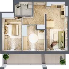 3 pokoje, mieszkanie 52,57 m², piętro 1, oferta nr 46, Osiedle JAR Heweliusza - bud. D, Toruń, Wrzosy, JAR, ul. J. Heweliusza 15, 15A