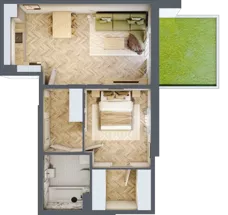 2 pokoje, mieszkanie 48,29 m², parter, oferta nr 29, Osiedle JAR Heweliusza - bud. D, Toruń, Wrzosy, JAR, ul. J. Heweliusza 15, 15A